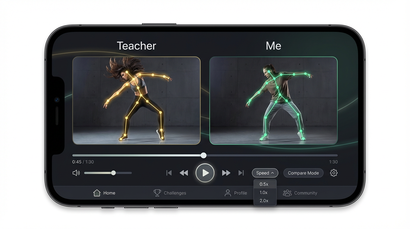 DanceMirror - 骨格表示で先生と自分のダンスを比較